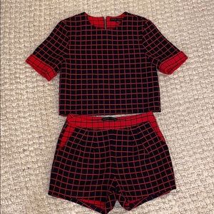 English Factory Red and Navy Two-Piece Set